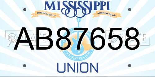 AB87658 Mississippi License Plate