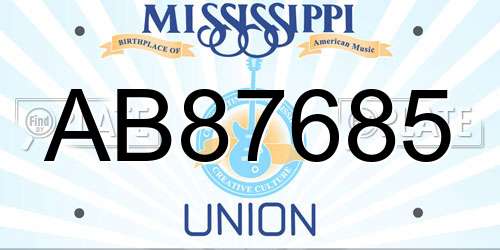 AB87685 Mississippi License Plate