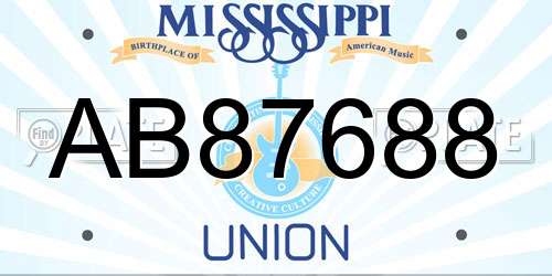AB87688 Mississippi License Plate