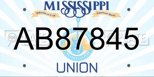 AB87845 Mississippi License Plate