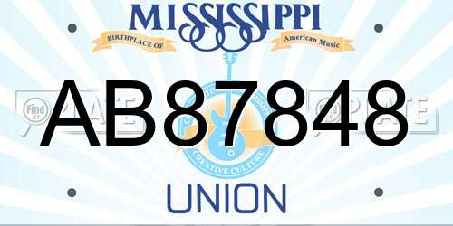 AB87848 Mississippi License Plate