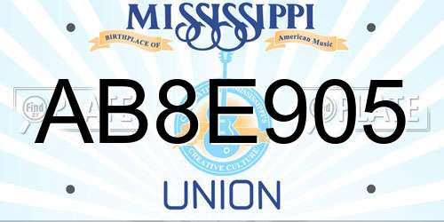AB8E905 Mississippi License Plate