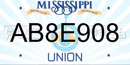 AB8E908 Mississippi License Plate