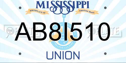 AB8I510 Mississippi License Plate