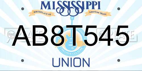 AB8T545 Mississippi License Plate