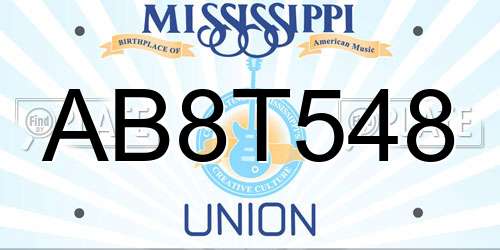 AB8T548 Mississippi License Plate