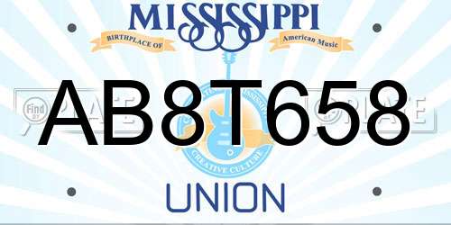AB8T658 Mississippi License Plate