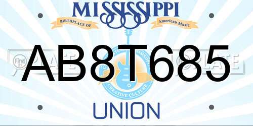 AB8T685 Mississippi License Plate