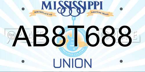 AB8T688 Mississippi License Plate