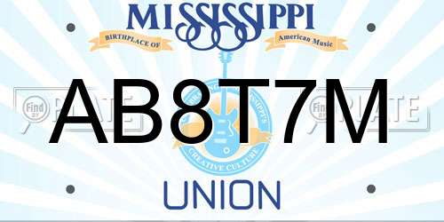 AB8T7M Mississippi License Plate