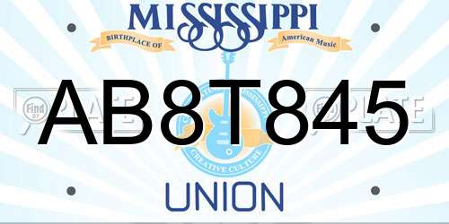 AB8T845 Mississippi License Plate