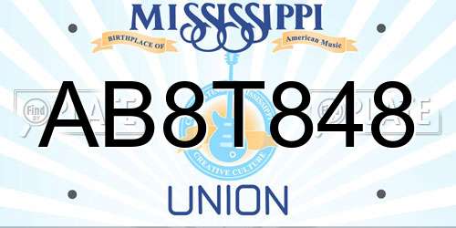 AB8T848 Mississippi License Plate