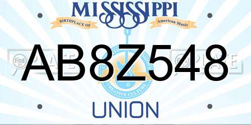 AB8Z548 Mississippi License Plate