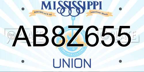 AB8Z655 Mississippi License Plate