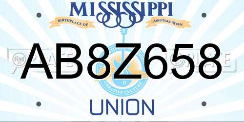 AB8Z658 Mississippi License Plate