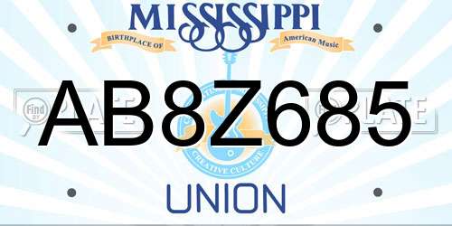AB8Z685 Mississippi License Plate
