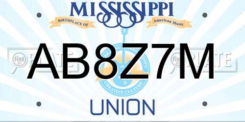 AB8Z7M Mississippi License Plate