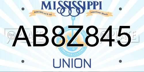 AB8Z845 Mississippi License Plate