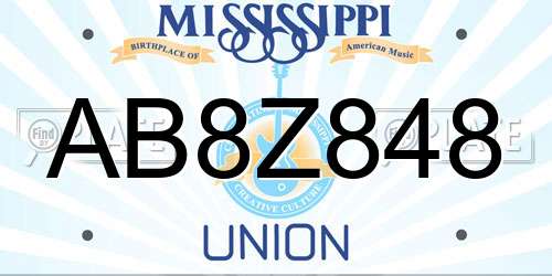AB8Z848 Mississippi License Plate