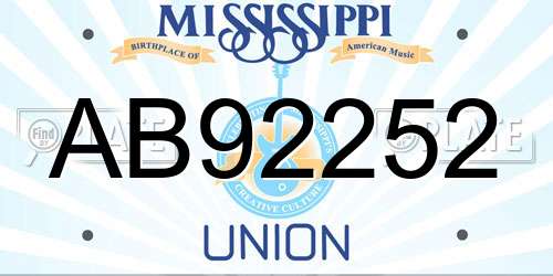 AB92252 Mississippi License Plate