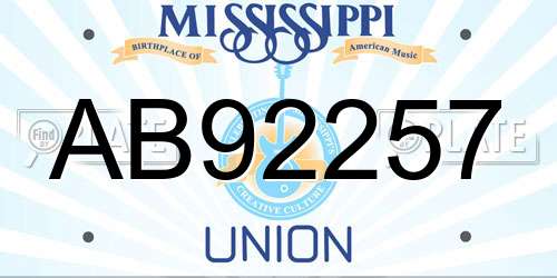 AB92257 Mississippi License Plate