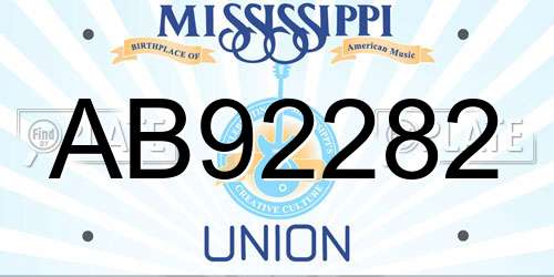 AB92282 Mississippi License Plate