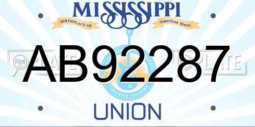 AB92287 Mississippi License Plate