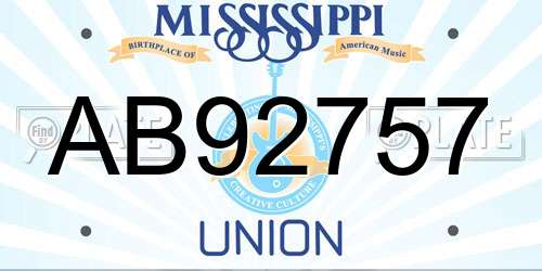 AB92757 Mississippi License Plate