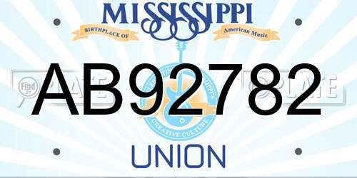 AB92782 Mississippi License Plate