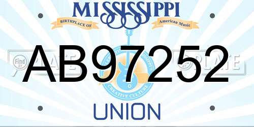 AB97252 Mississippi License Plate