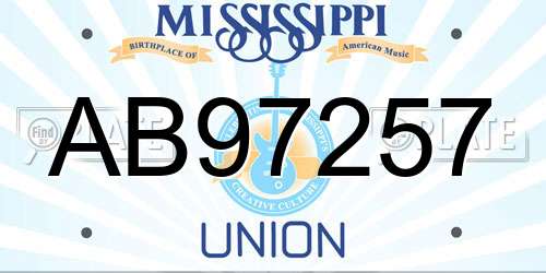AB97257 Mississippi License Plate