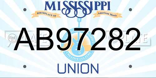 AB97282 Mississippi License Plate