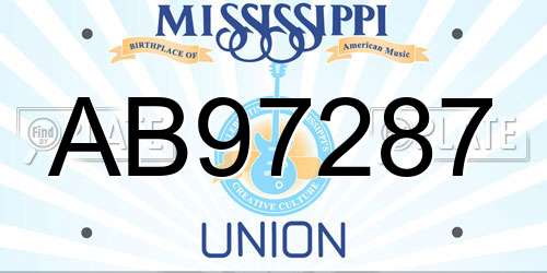 AB97287 Mississippi License Plate