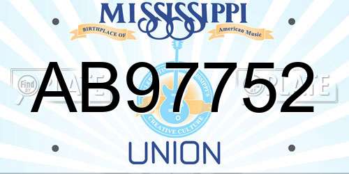 AB97752 Mississippi License Plate