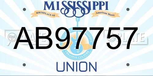 AB97757 Mississippi License Plate
