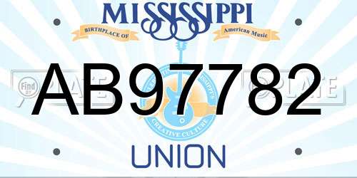 AB97782 Mississippi License Plate