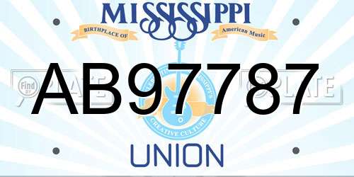 AB97787 Mississippi License Plate