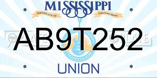 AB9T252 Mississippi License Plate