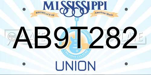AB9T282 Mississippi License Plate