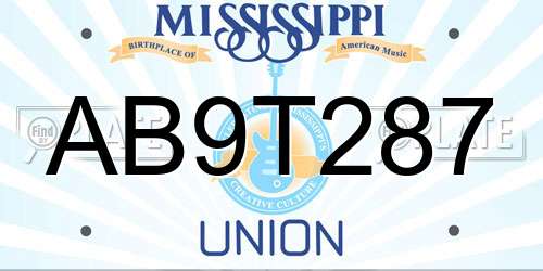 AB9T287 Mississippi License Plate