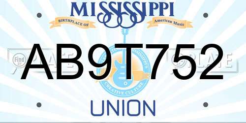AB9T752 Mississippi License Plate