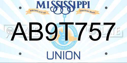 AB9T757 Mississippi License Plate