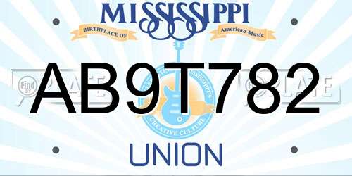 AB9T782 Mississippi License Plate
