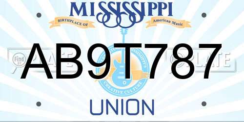 AB9T787 Mississippi License Plate