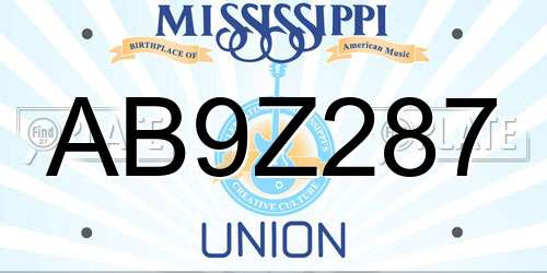 AB9Z287 Mississippi License Plate