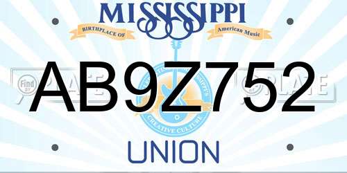 AB9Z752 Mississippi License Plate