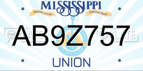 AB9Z757 Mississippi License Plate