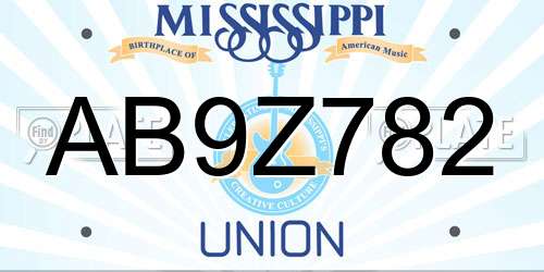 AB9Z782 Mississippi License Plate