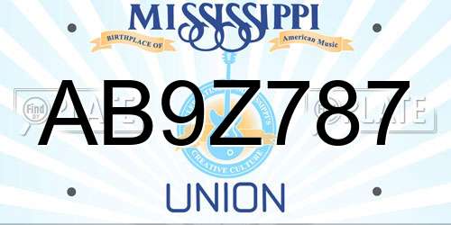 AB9Z787 Mississippi License Plate