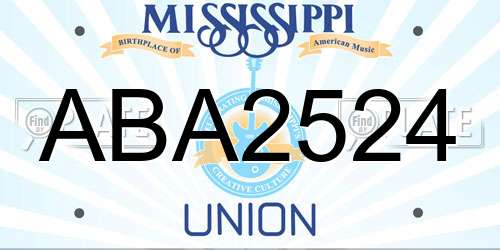 ABA2524 Mississippi License Plate